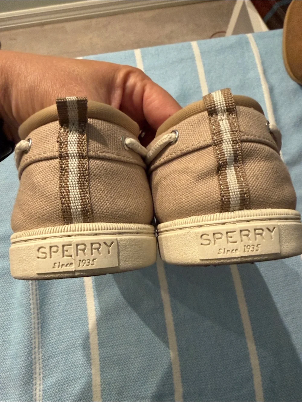 Sperry Beige Canvas Boat Shoes